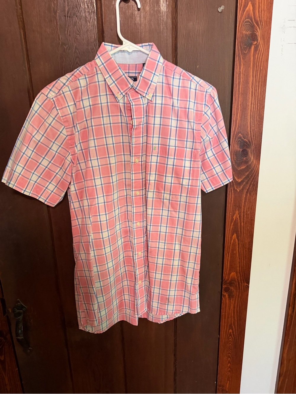 Izod Pink Plaid Short-Sleeve Button-Down Shirt